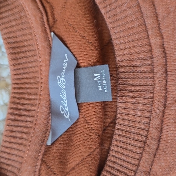 Eddie Bauer Quilted Burnt Orange Crewneck Sweater - Picture 2 of 4